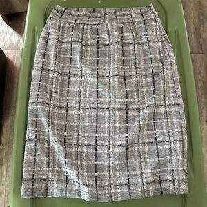 Renee C. Gray Plaid Pencil Skirt